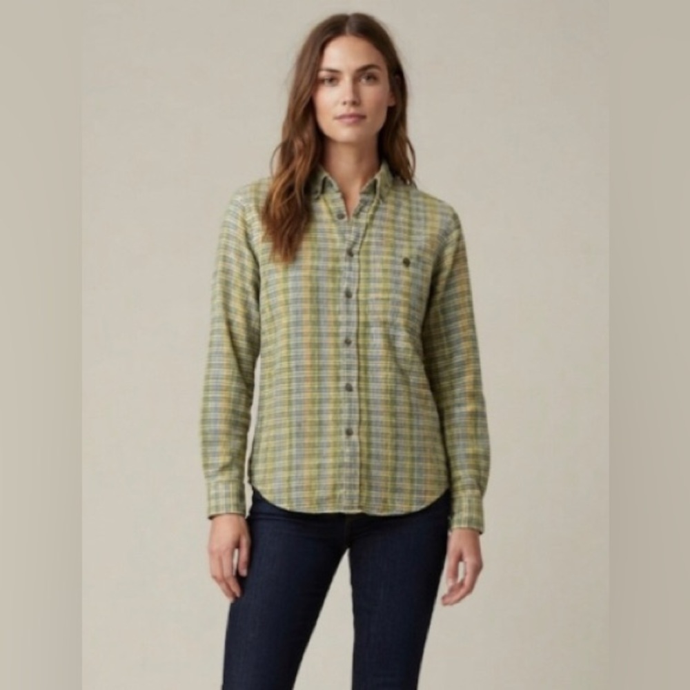 Vintage Portuguese flannel plaid multicoloured long sleeve button down shirt